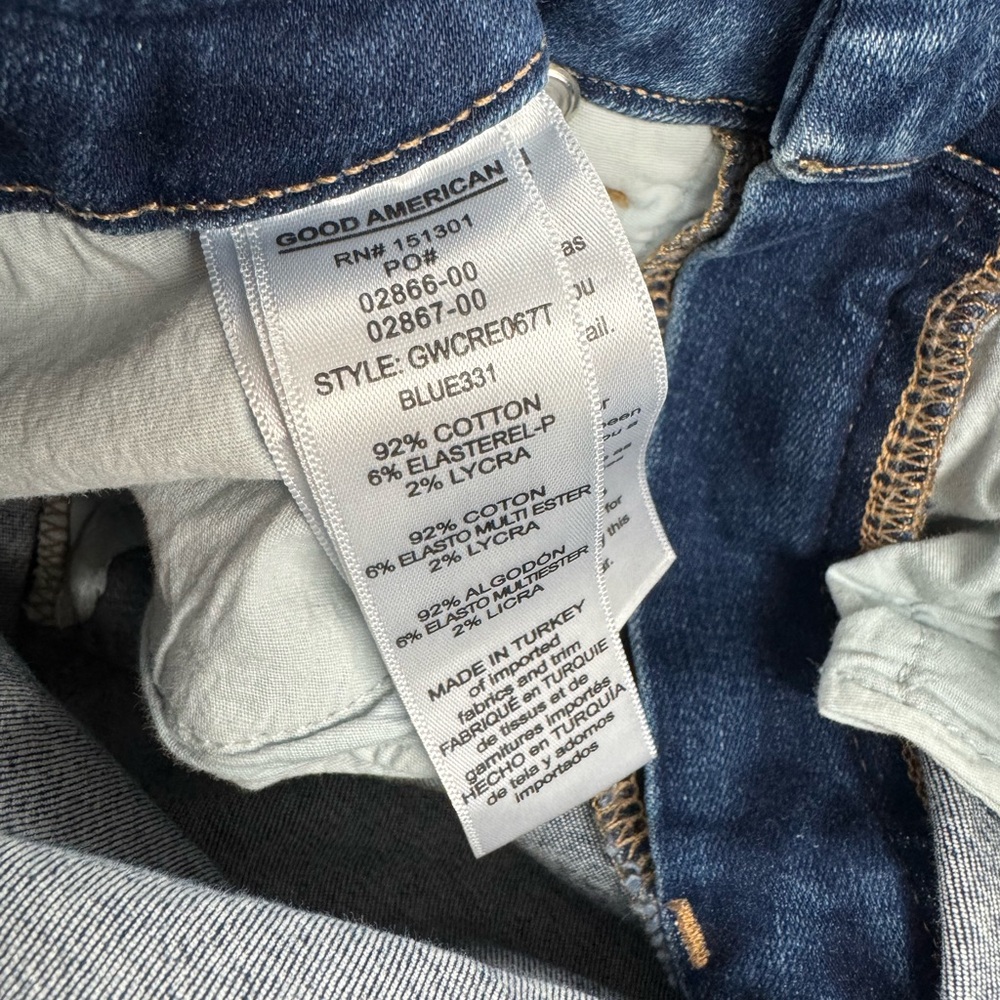GOOD AMERICAN Good Waist Raw Edge Skinny Jeans Blue331 6/28 - Picture 8 of 8